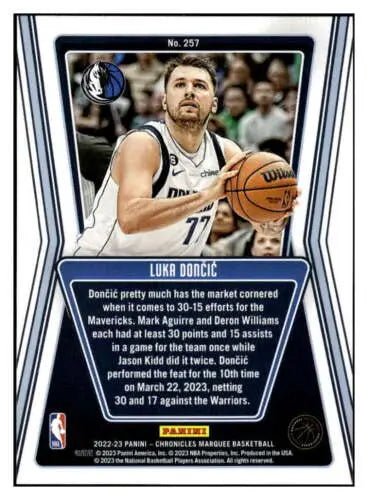 Luka Doncic basketball card from 2022-23 Panini Chronicles with original gloss finish