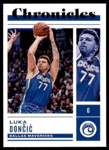 Luka Doncic basketball card from 2022-23 Panini Chronicles with original gloss finish