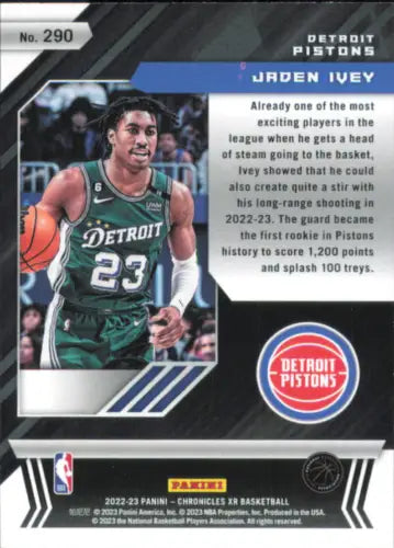 2022-23 Panini Chronicles Jaden Ivey XR Rookie Detroit Pistons Card NM-MT