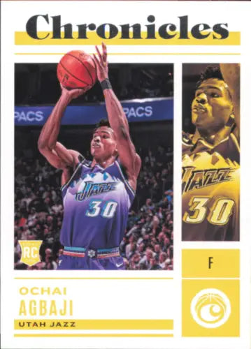 Ochai Agbaji Rookie card from 2022-23 Panini Chronicles for Utah Jazz collectors