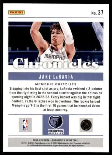 Jake LaRavia basketball card from 2022-23 Panini Chronicles with original gloss finish