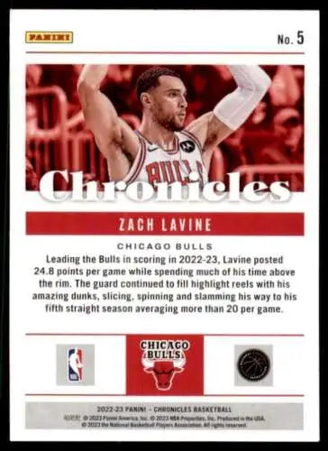 Zach Lavine basketball card from 2022-23 Panini Chronicles with original gloss finish