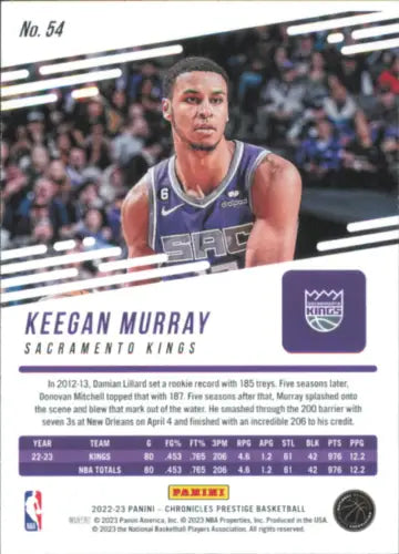 Keegan Murray Prestige Rookie Kings Card from 2022-23 Panini Chronicles NBA set