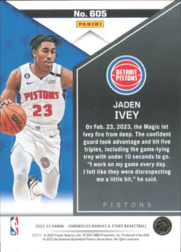 2022-23 Panini Chronicles Jaden Ivey Rookies and Stars Pistons Basketball Card NM-MT