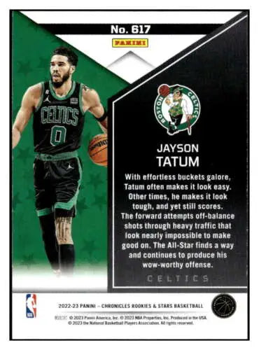 Jayson Tatum basketball card from 2022-23 Panini Chronicles with original gloss finish