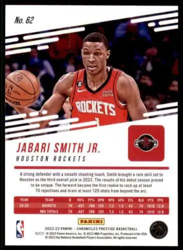 Basketball card of Jabari Smith Jr. from Panini Chronicles with original gloss finish