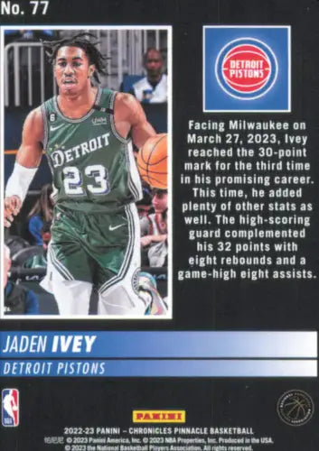 2022-23 Panini Chronicles Jaden Ivey Rookie Card Detroit Pistons NM-MT Condition