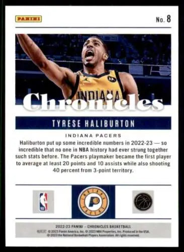 Tyrese Haliburton basketball card from 2022-23 Panini Chronicles with original gloss