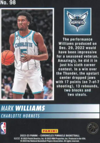 Mark Williams 2022-23 Panini Chronicles Pinnacle Rookie Hornets Basketball Card NM-MT