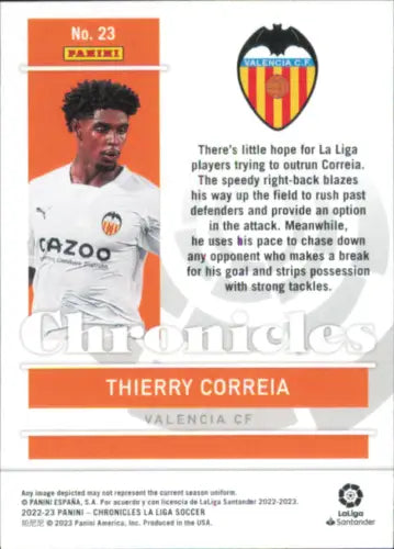 Thierry Correia soccer card from 2022-23 Panini Chronicles La Liga set