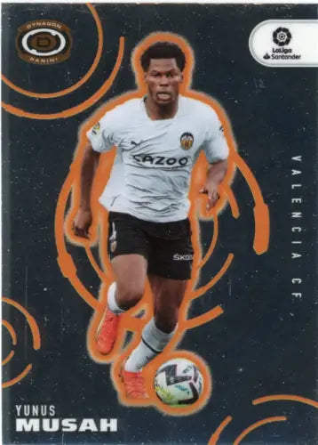 Yunus Musah soccer card from 2022-23 Panini Chronicles La Liga Dynagon Valencia CF