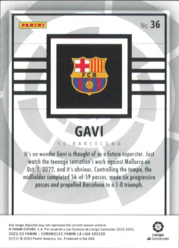 2022-23 Panini Chronicles La Liga #36 Gavi FC Barcelona Soccer Card NM-MT