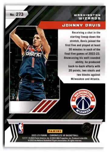 2022-23 Panini Chronicles Pink Johnny Davis basketball card with original gloss features