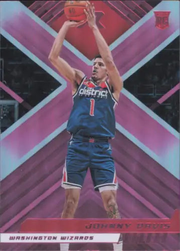 Basketball player shooting featured on 2022-23 Panini Chronicles Pink Johnny Davis card