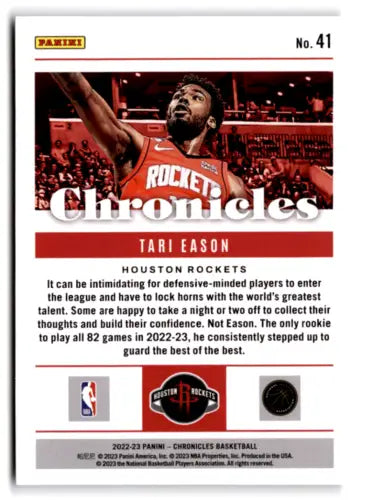 Tari Eason basketball card from 2022-23 Panini Chronicles Pink original gloss Rockets