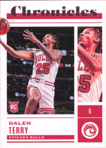 Dalen Terry rookie card from 2022-23 Panini Chronicles Pink Chicago Bulls NM-MT