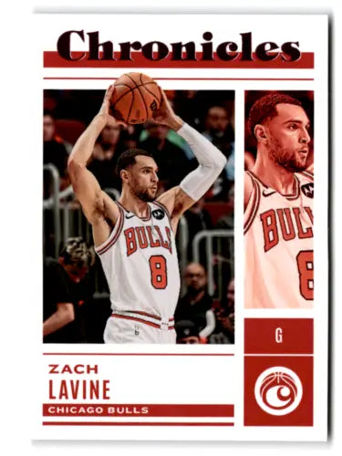 Zach LaVine basketball card from 2022-23 Panini Chronicles Pink featuring original gloss