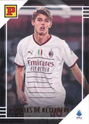 Charles De Ketelaere soccer card from 2022-23 Panini Chronicles Serie A collection