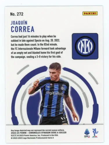 Joaquín Correa soccer card from 2022-23 Panini Chronicles Serie A collection