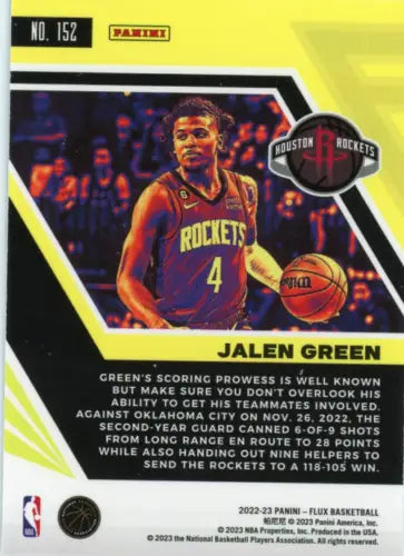 Jalen Green 2022-23 Panini Flux #152 Houston Rockets Basketball Card NM-MT