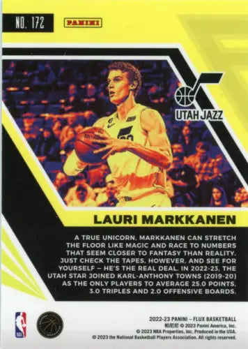 2022-23 Panini Flux Lauri Markkanen Utah Jazz Basketball Card NM-MT condition