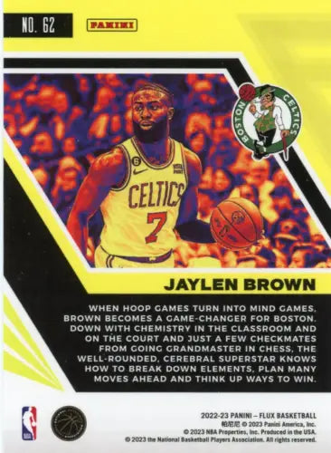 Jaylen Brown 2022-23 Panini Flux #62 Basketball Card Boston Celtics NM-MT Condition