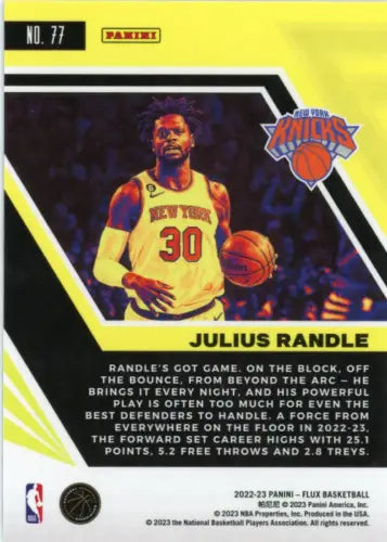 2022-23 Panini Flux #77 Julius Randle New York Knicks Basketball Card NM-MT