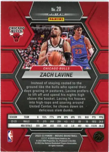 Zach LaVine Panini Mosaic Mosaic #20 Chicago Bulls Basketball Card NM for collectors