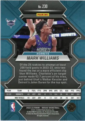 Mark Williams 2022-23 Panini Mosaic rookie card for Charlotte Hornets NBA collection