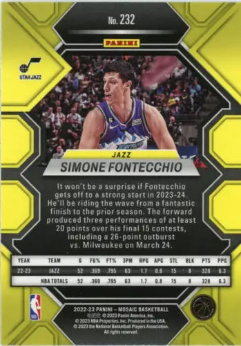 2022-23 Panini Mosaic #232 Simone Fontecchio Rookie card for Utah Jazz fans