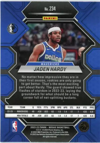 2022-23 Panini Mosaic Jaden Hardy Rookie Basketball Card Dallas Mavericks NM-MT