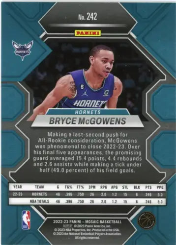 Bryce McGowens 2022-23 Panini Mosaic Rookie Card for Charlotte Hornets NM-MT