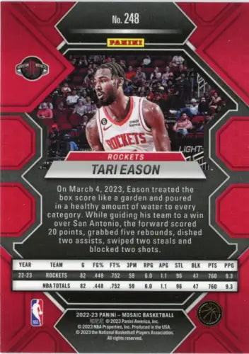 Tari Eason 2022-23 Panini Mosaic Rookie Basketball Card Houston Rockets NM-MT