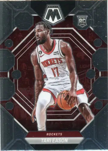 Tari Eason 2022-23 Panini Mosaic rookie card featuring Houston Rockets player