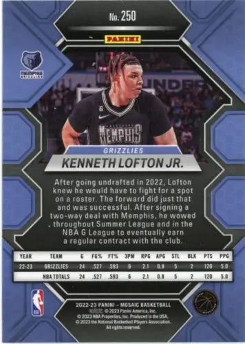 2022-23 Panini Mosaic Kenneth Lofton Jr Rookie Memphis Grizzlies Trading Card NM-MT