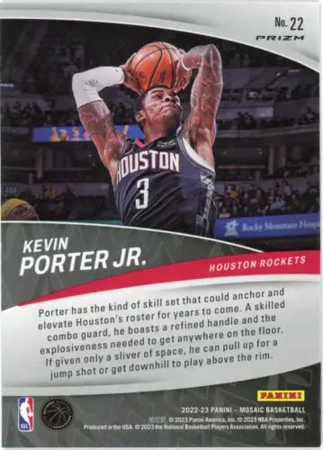 2022-23 Panini Mosaic Elevate Green Kevin Porter Jr Houston Rockets trading card