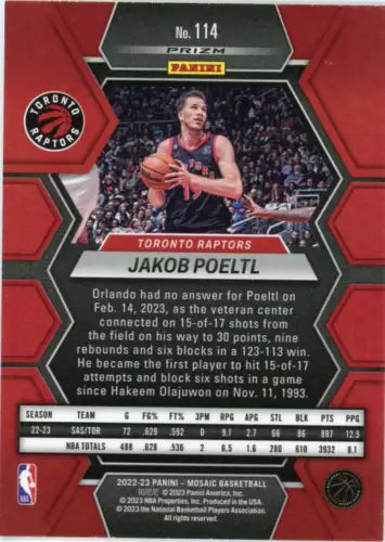 2022-23 Panini Mosaic Reactive Blue Jakob Poeltl Toronto Raptors Trading Card NM-MT