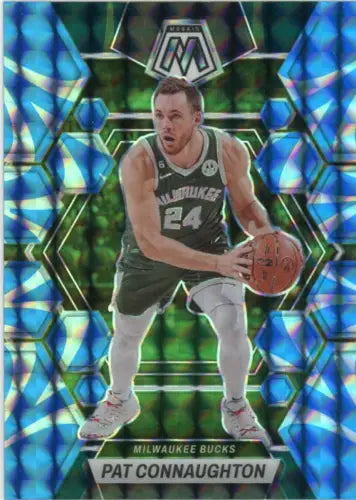 Pat Connaughton basketball card from 2022-23 Panini Mosaic Reactive Blue #76 Milwaukee Bucks