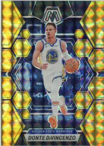 Golden State Warriors Panini Mosaic Reactive Yellow trading card of Donte DiVincenzo