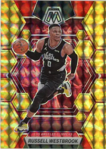 2022-23 Panini Mosaic Reactive Yellow Russell Westbrook basketball card LA Clippers NM-MT