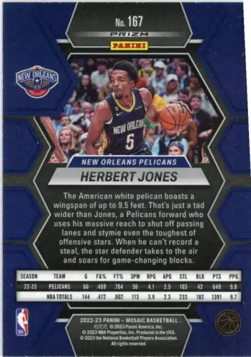 2022-23 Panini Mosaic Reactive Yellow Herbert Jones card from New Orleans Pelicans