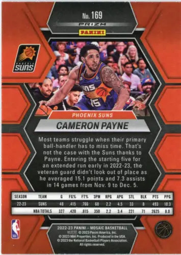 Cameron Payne basketball card from 2022-23 Panini Mosaic Reactive Yellow collection