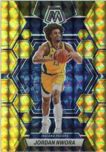 Jordan Nwora 2022-23 Panini Mosaic Reactive Yellow basketball card for Indiana Pacers