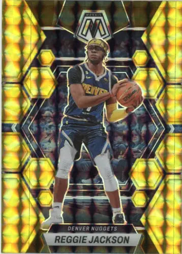 Reggie Jackson basketball card from 2022-23 Panini Mosaic Reactive Yellow set