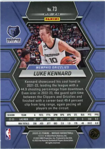 2022-23 Panini Mosaic Reactive Yellow Luke Kennard Basketball Card Memphis Grizzlies NM-MT