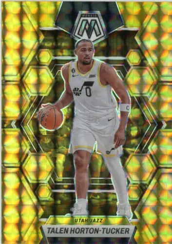 Talen Horton-Tucker basketball card from 2022-23 Panini Mosaic Reactive Yellow set