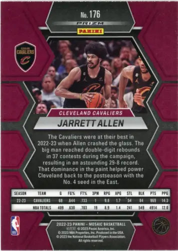 Jarrett Allen basketball card from 2022-23 Panini Mosaic Silver by Cleveland Cavaliers