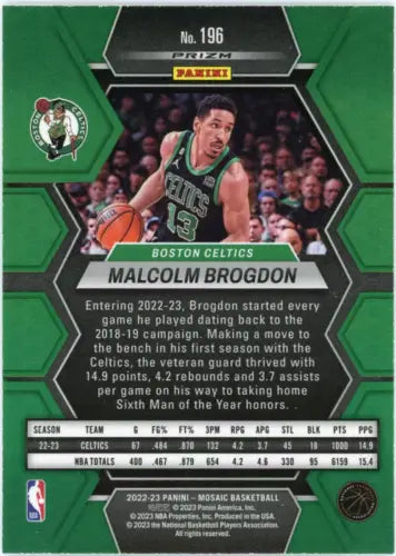 Malcolm Brogdon Boston Celtics Panini Mosaic Silver #196 basketball card NM-MT