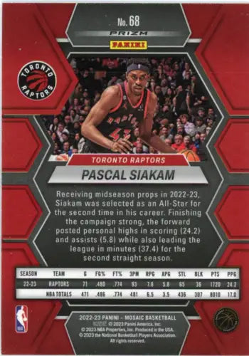 Pascal Siakam basketball card from 2022-23 Panini Mosaic Silver series NM-MT condition