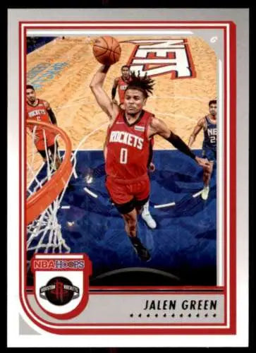 2022-23 Panini NBA Hoops Jalen Green basketball card with original gloss, Rockets ID 51946